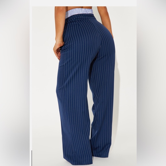 Nathalie Double Wasitband Pinstripe Trouser - Picture 3 of 3